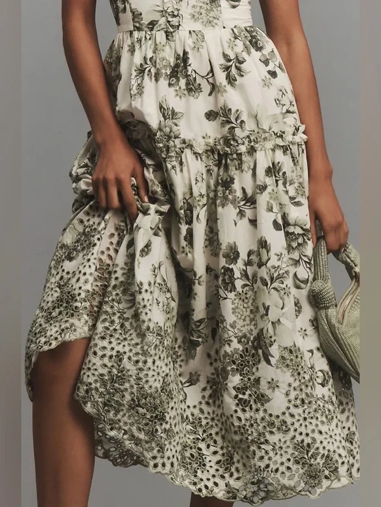 Anthropologie Sleeveless Sweetheart A-Line Midi Dress Size Large - Picture 4 of 11